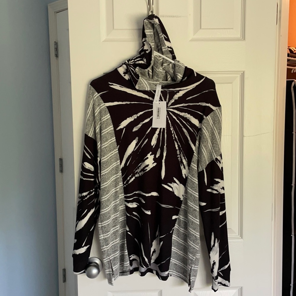 Buttery soft black white and gray hoodie